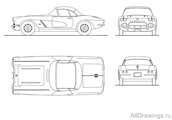 Chevrolet Corvette (1961) (Шевроле Корвет (1961)) - чертежи (рисунки) автомобиля